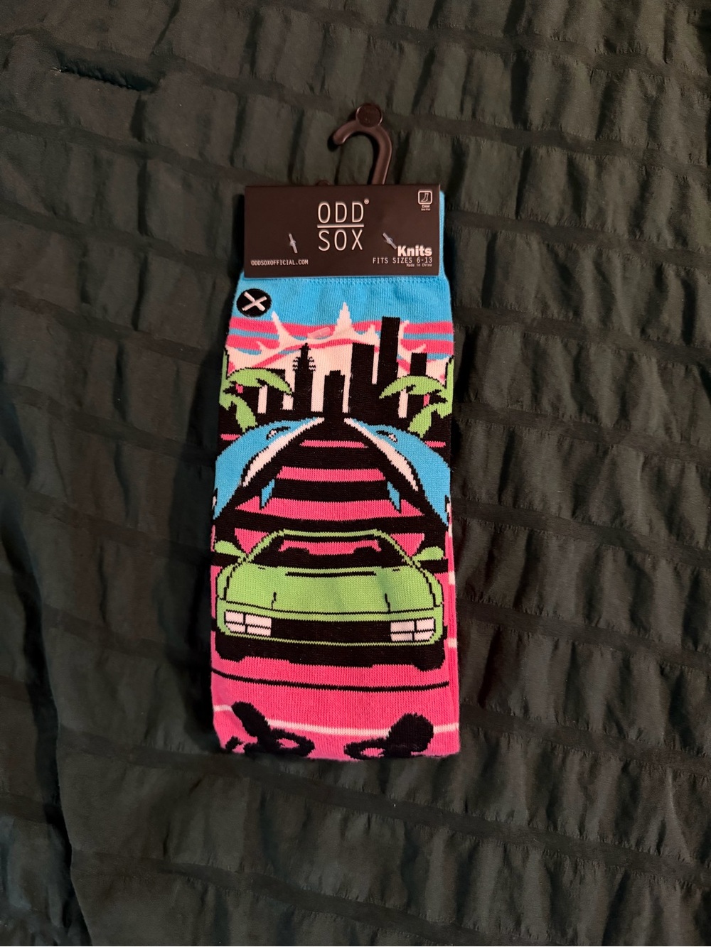 Men's Retro Sports Car Crew Socks - Pink & Blue